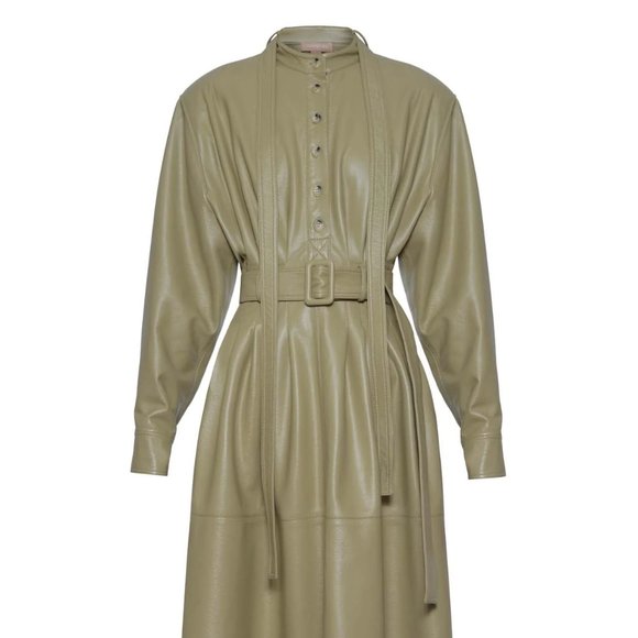 💙 HOST PICK 💙 OATMEAL MATERIEL TBILISI ECO LEATHER OPEN BACK DRESS - Picture 1 of 4